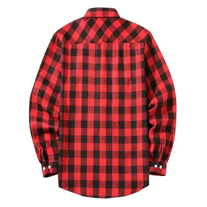 Chemises pour hommes simple boutonnage classique Plaid intelligent décontracté chemise en flanelle à