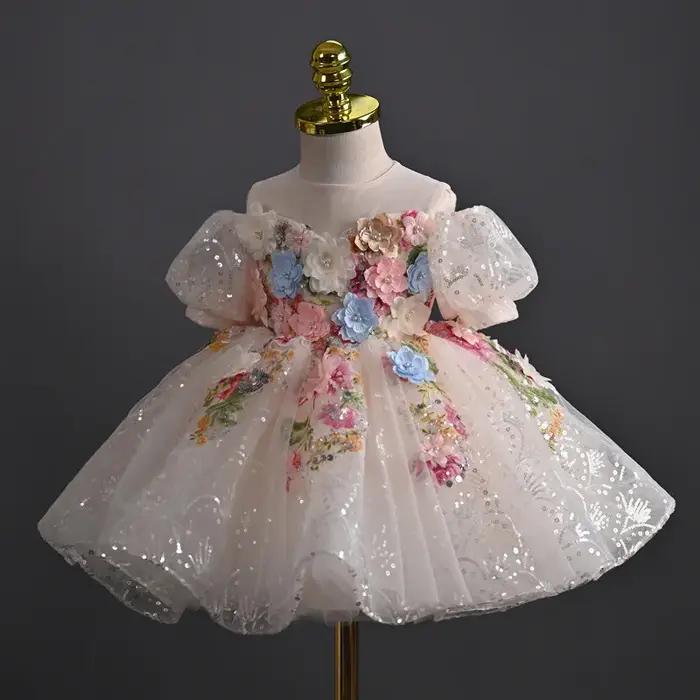 Robe de bal de princesse pour filles d'honneur, robe mignonne pour enfants pour anniversaire, specta