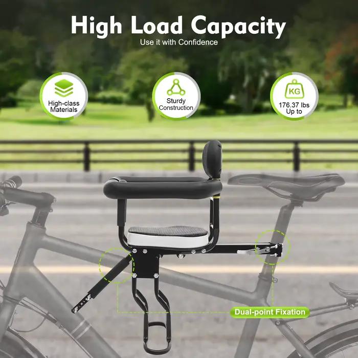 NOUVEAU Siège de vélo avant pour enfant, avec main courante et support pour pédales, pour les enfant