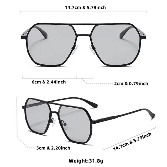 Lunettes de soleil photochromiques en métal de luxe pour hommes et femmes