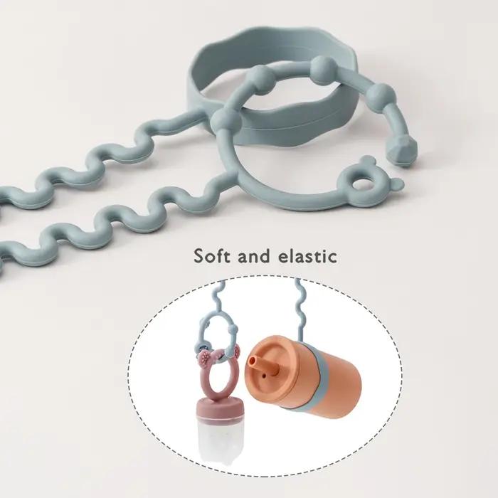 Chaîne de sucette pour bébé, 1 pièce, avec 2 Clips, chaîne de biberon réglable en Silicone, anneau d