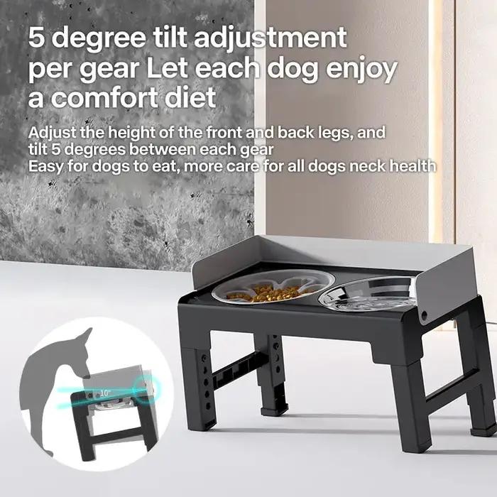 Bols surélevés pliables pour chiens, support surélevé réglable avec doubles bols d'eau alimentaire e
