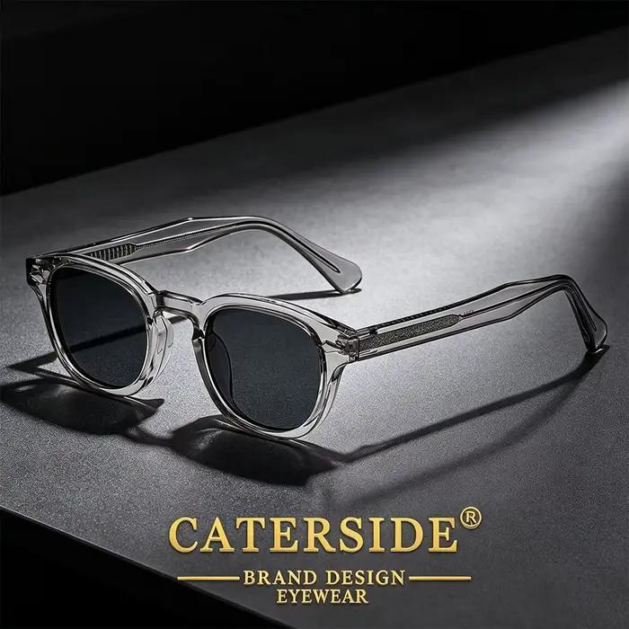 CATERSIDE rétro rond hommes lunettes de soleil Punk acide propionique broche Temple luxe