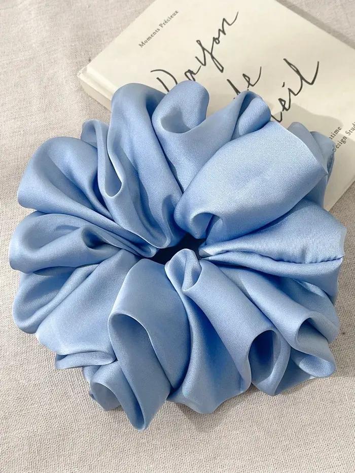 Chouchou en fausse soie Extra Large pour femmes, 1 pièce, pelucheux, haute élasticité, doux et soyeu