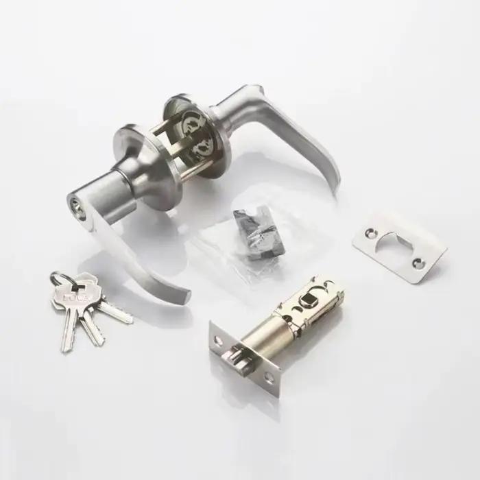 Poignée de porte ronde avec serrure, bouton d'entrée à clé pour portes intérieures, chambre, salle de bain, sécurité, design antirouille