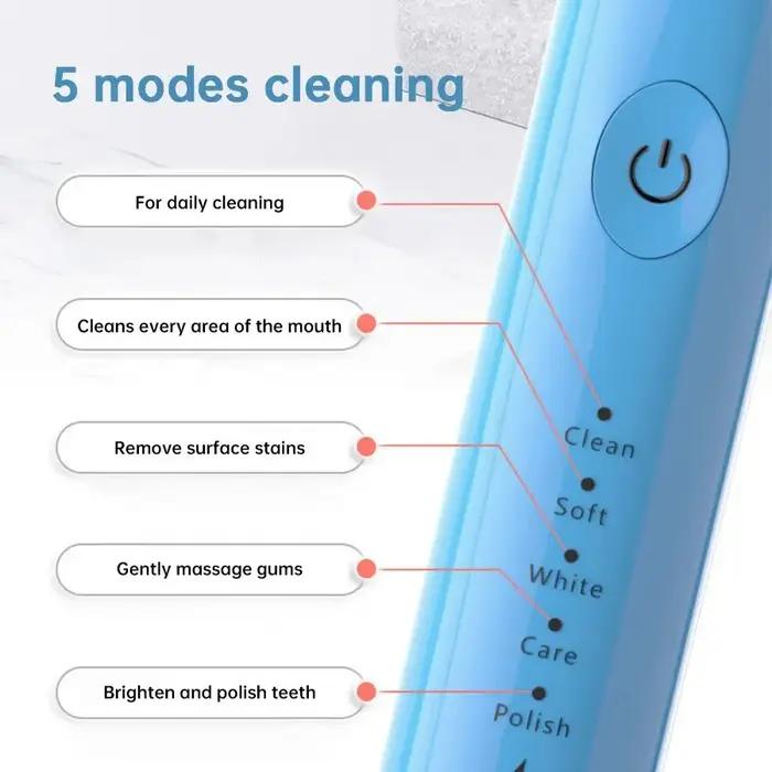 Tongwode brosse à dents électrique sonique USB Rechargeable étanche électronique Ultra sonique blanc