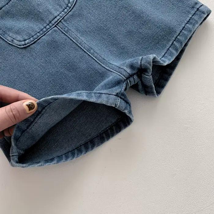 T-shirt en denim pour bébé fille et garçon, combinaison pour nouveau-né, ensemble 2 pièces