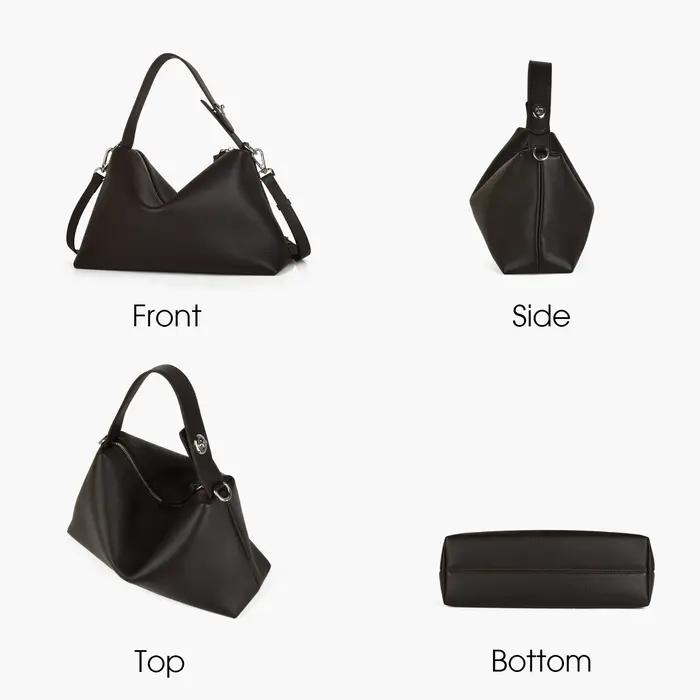 Donna-in – sac à main demi-lune en cuir de vache véritable pour femmes