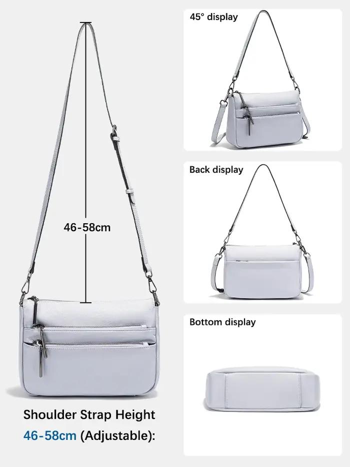 Zency – petit sac à main simple pour femmes, en cuir véritable, grande capacité, sac à bandoulière d