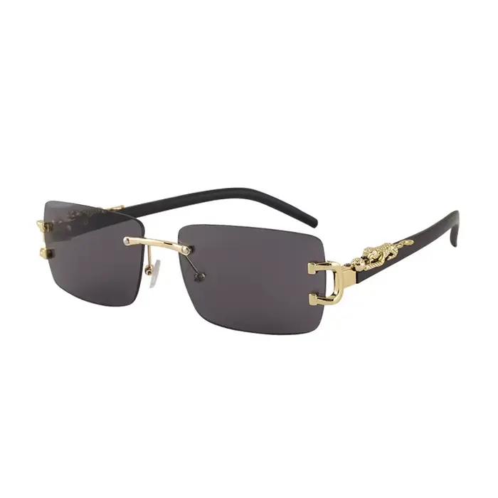 Lunettes de soleil rectangulaires sans monture pour hommes et femmes, à la mode, personnalisées, pou