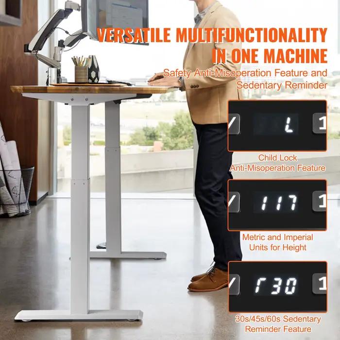 SucceBuy cadre de bureau debout électrique debout pieds de bureau d'ordinateur ergonomique bricolage