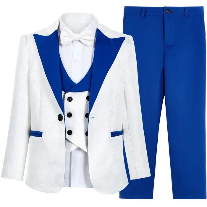 Ensemble formel 4 pièces pour garçon, pantalon de smoking classique pour enfants, olympiques Paisley