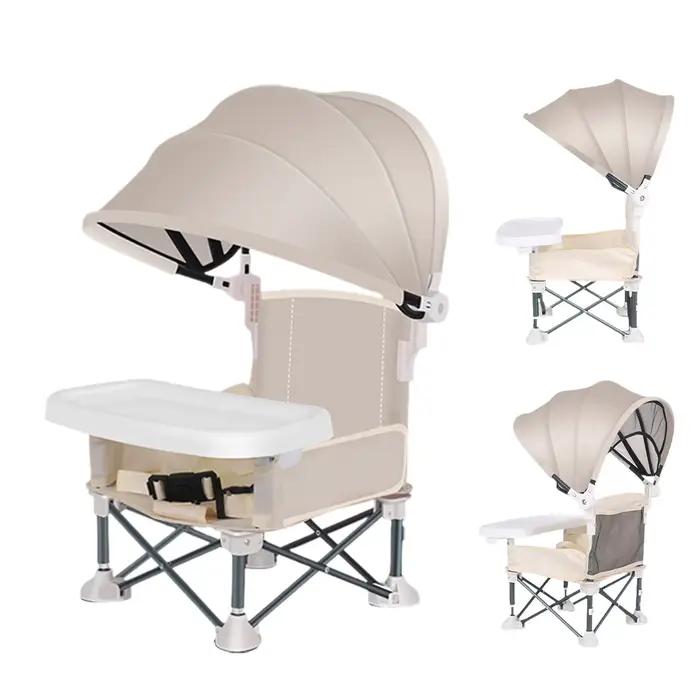 Chaise d'alimentation pliable pour bébé, rehausseur d'alimentation avec pare-soleil et plateau amovi