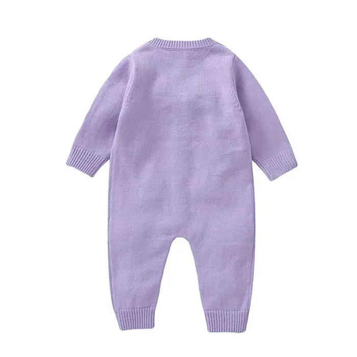 Barboteuse manches longues bébés filles imprimé floral doux combinaison acrylique body nouveau-né