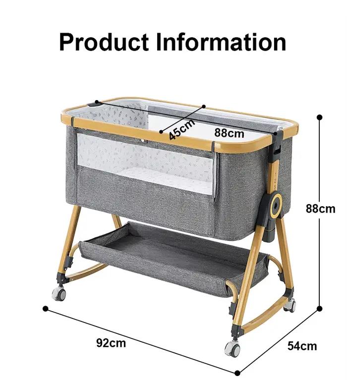 Lit bébé portable 3 en 1 pliable avec roues - Berceau vibrant réglable moustiquaire nouveau-né