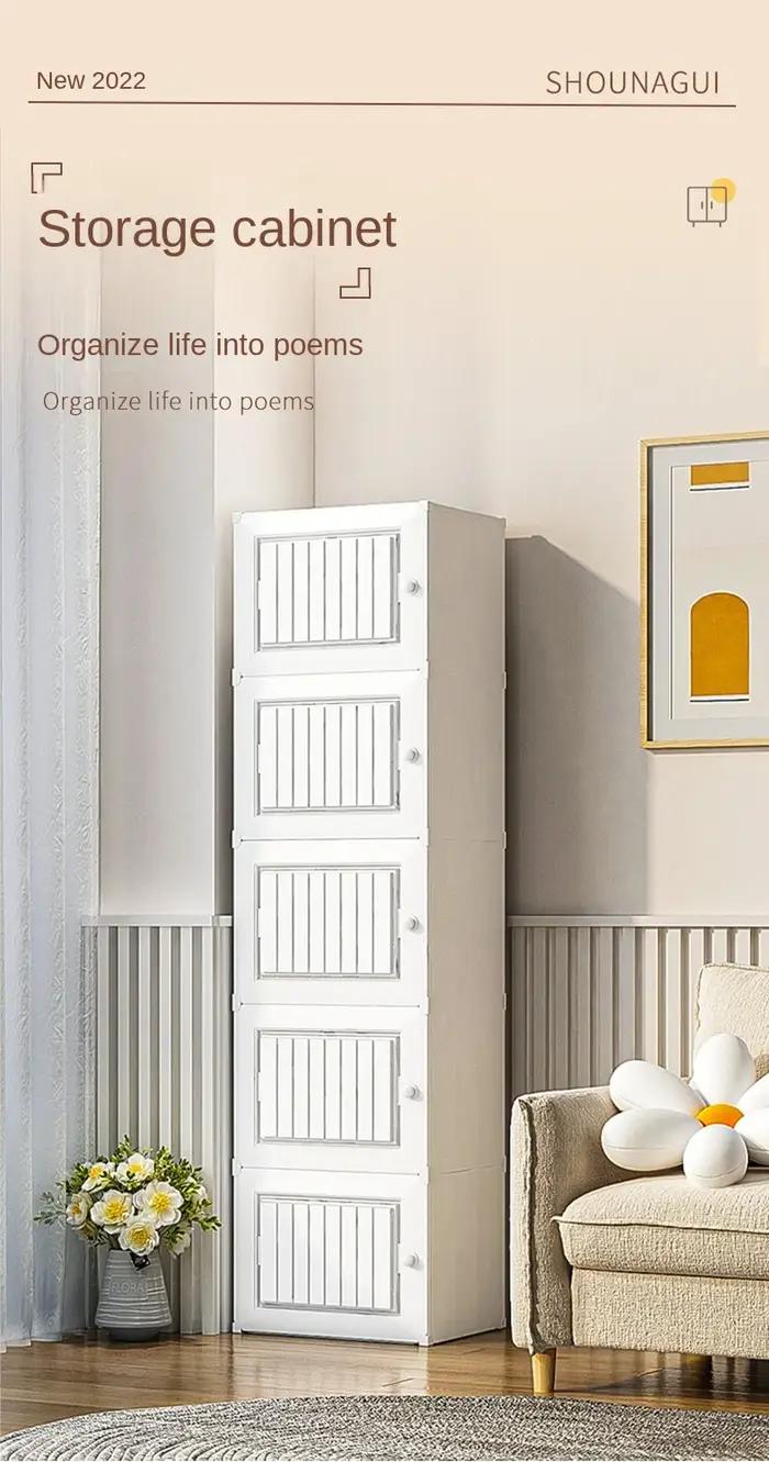 Meuble de Rangement Multicouche en Plastique T1, Étagère Moderne de Grande Capacité, Anti-Poussière,