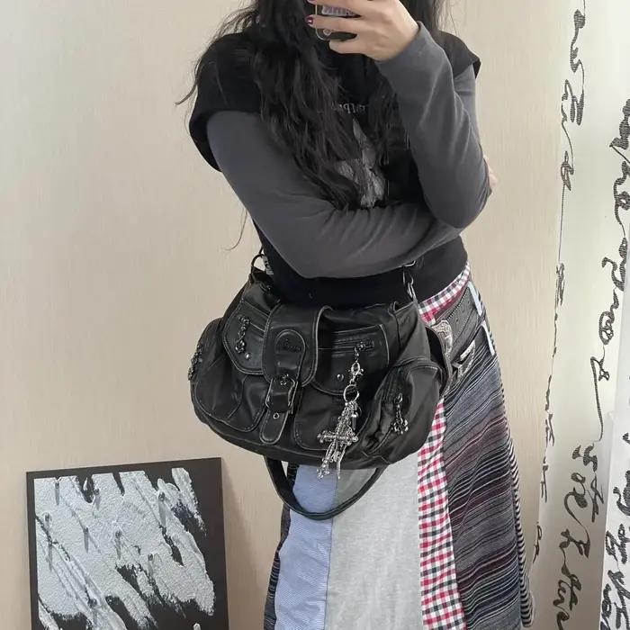Sac à main Andel Kiss pour femme, sac à bandoulière serpentine en PU, sac bouffant multi-poches, sac
