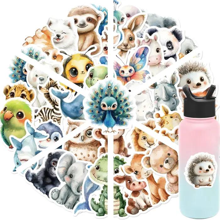 Autocollant Animal aquarelle, 50 pièces, dessin animé mignon, étanche, créatif, tendance, pour ordin