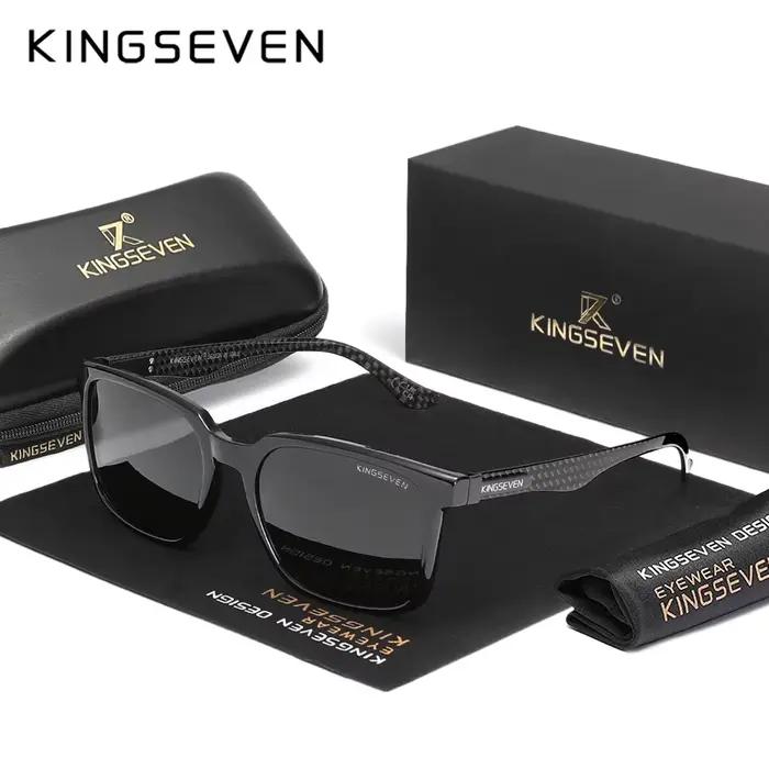 KINGESEVEN haute qualité hommes lunettes de soleil cadre en Fiber de carbone polarisé UV400 mâle lun
