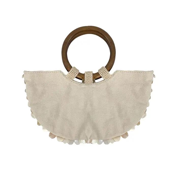 Nouveau style chinois tendance de la mode double cercle couleur unie coquille sac artistique sac à m
