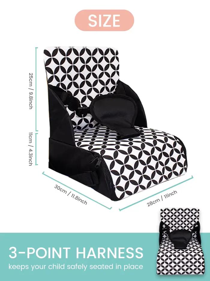 Chaise haute pour bébé siège rehausseur portable pliable coussin imprimé antidérapant siège surélevé pour enfants accessoire de voyage essentiel pour enfants