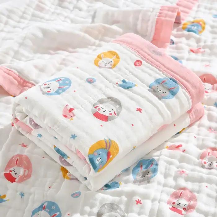 Couverture bébé 6 couches en gaze de coton 100% enveloppe respirante douce pour nouveau-né serviette de bain et emmaillotage pour bébé occasions spéciales