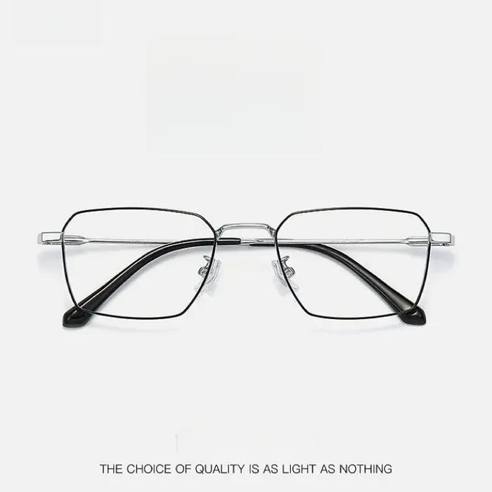 Monture de lunettes en titane pour hommes, grand visage, Ultra légère, polygonale, Prescription opti