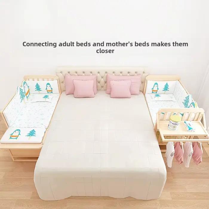 Lit pour enfants en bois massif convertible berceau portable finition non toxique matelas réglable assemblage facile occasions spéciales