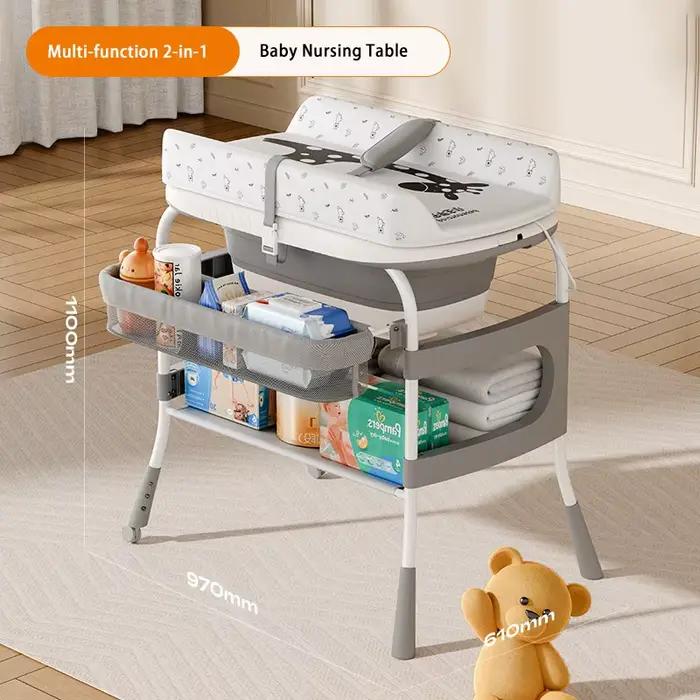 Table d'allaitement 2 en 1 pour bébé, Station de soins des couches pour bébé, fonction multifonction