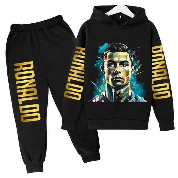 Ensemble de vêtements pour enfants à la mode d'automne, imprimé Ronaldo, sweat-shirt + pantalon, ens
