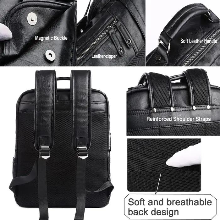 MOYYI-Sac à dos en cuir pour ordinateur portable pour homme, sac à dos de voyage étanche, sac d'affa