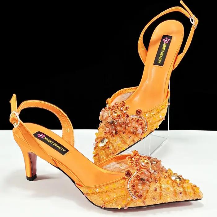 Queena Yan Wome – ensemble de chaussures et de sacs de mariage à talons hauts pour femmes, couleur O