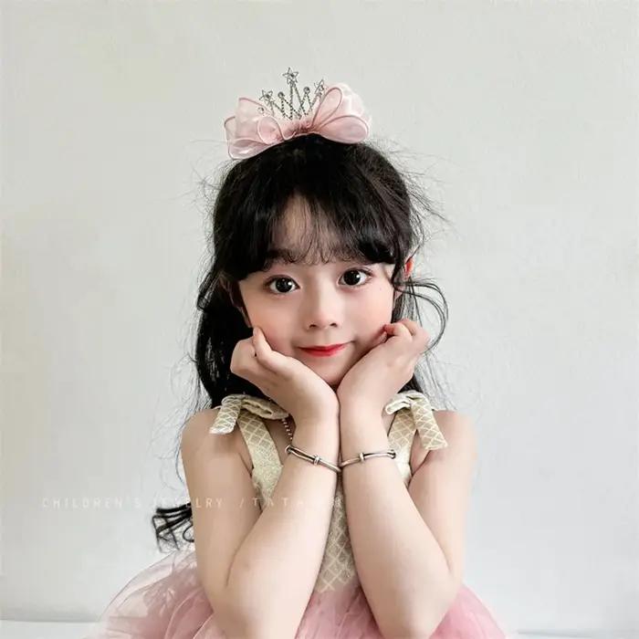 Épingles à cheveux princesse gros nœuds pince à cheveux enfants couronne ruban bec de canard pince f