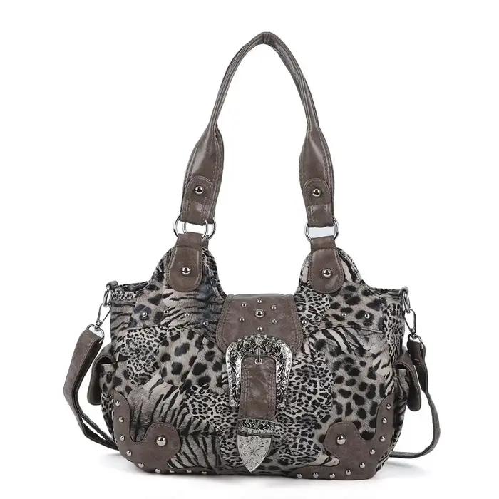 Sac à main léopard pour femmes, sac à bandoulière à poignée supérieure, sac de boulettes en PU, sacs