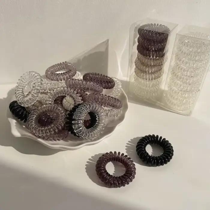Bandes de cheveux élastiques en fil de téléphone, bandes de caoutchouc transparentes, attaches en sp