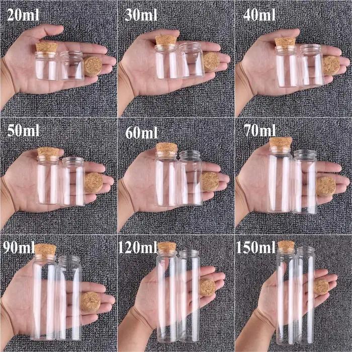 12/24 pièces 20ml 30ml 40ml 50ml 60ml 70ml 90ml 120ml 150ml bouteilles en verre avec liège épices bo