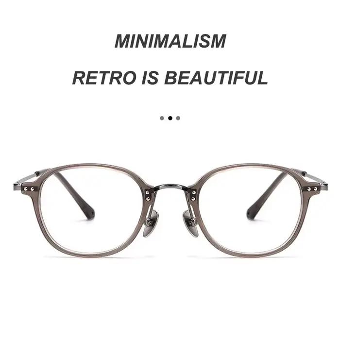 Lunettes rétro à monture ovale ultralégère, montures en acétate de titane pur, lunettes de styliste