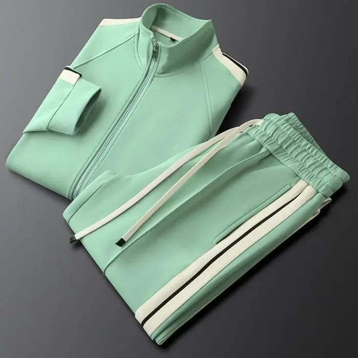 Costume unisexe à rayures latérales pour hommes et femmes, manteau de sport décontracté, pantalon de