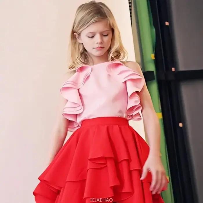 Ensemble jupe Style doux pour filles, tenue mignonne pour spectacle de fête d'anniversaire, robe d'é
