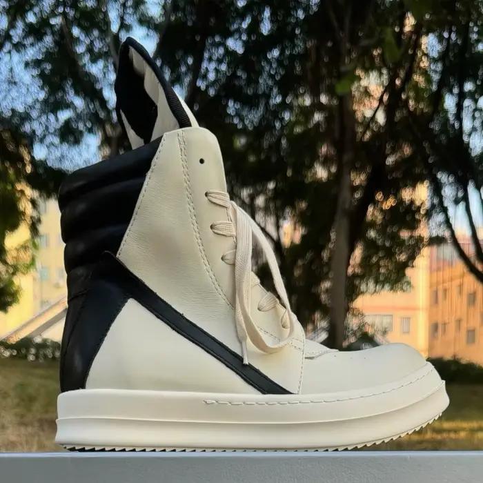 R-o baskets classiques en cuir noir chaussure haute botte noire en peau de vache hommes Sneaker fermeture éclair femmes