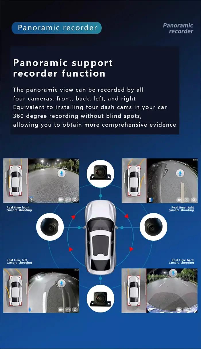 Caméra Panoramique 360° Pour Voitures Compatible Android Systeme Multimédia Navigation Parking Conduite Sécurité Occasions Spéciales