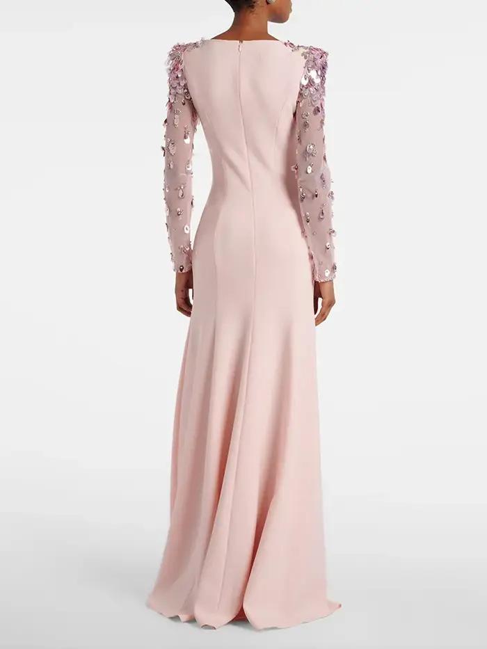 HIGH STREET Nouveauté 2026 Robe longue maxi de créateur pour femme, à manches longues, en maille pat
