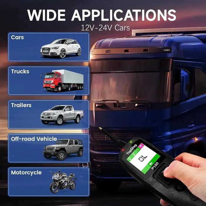 JDiag P100 – testeur de Circuit automobile, détecteur de tension de voiture, Kit de sonde de système