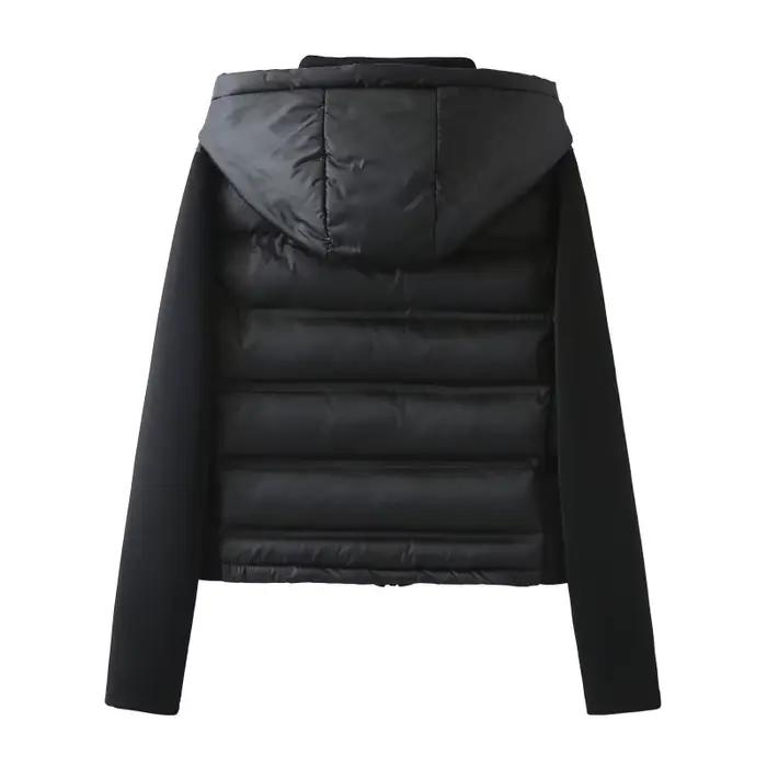Veste matelassée légère en coton à capuche pour femme, style patchwork décontracté, idéale pour l'au