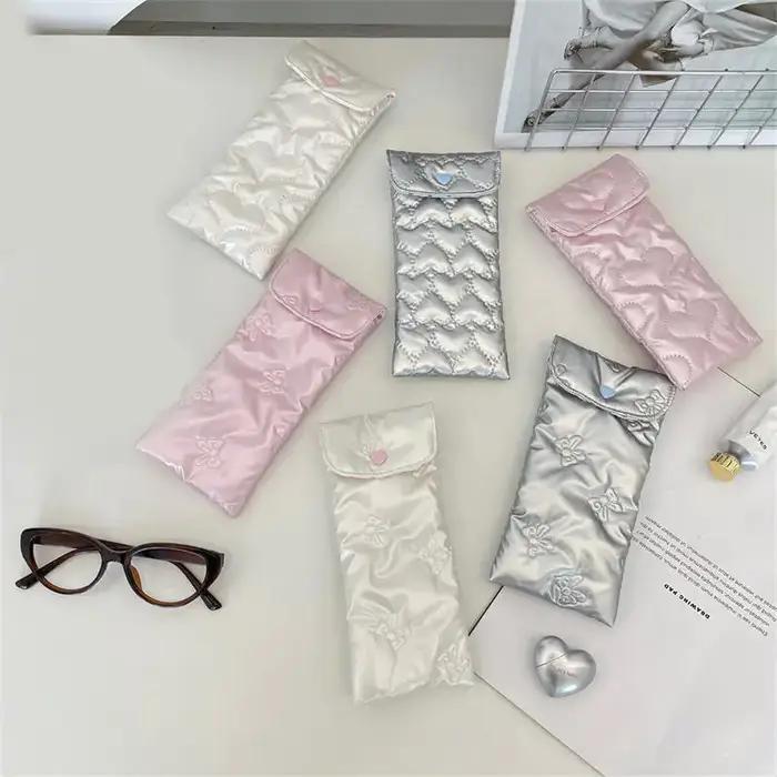 Étui à lunettes à nœud pour femmes, Portable, rembourré en coton, Anti-écrasement, sac de rangement