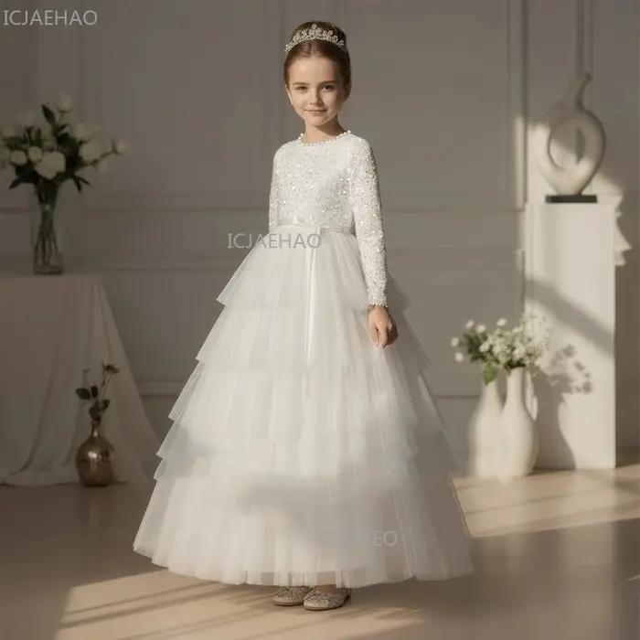Robes Blanches pour Filles, Jupe Tutu Enfant, Robe de Princesse pour Anniversaire, Tenue de Spectacl