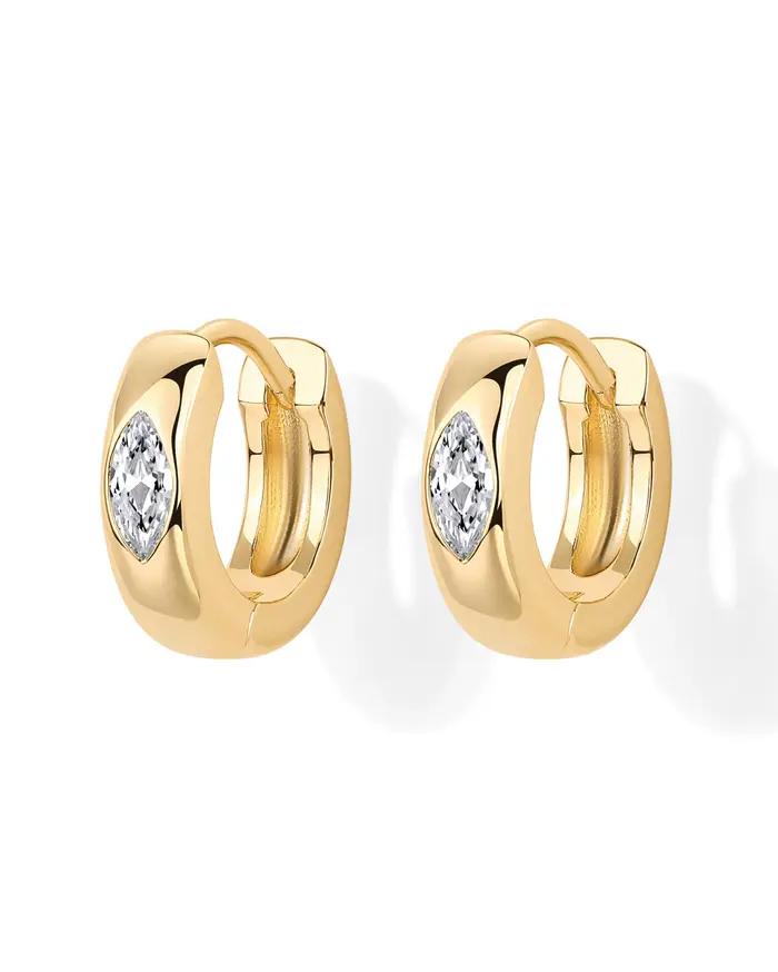 Shevalue – boucles d'oreilles créoles plaquées or 14 carats pour femmes, avec poteaux en argent Ster