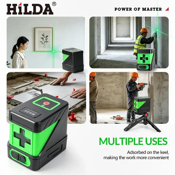 HILDA 2 Lignes Niveau Laser Auto Nivellement Vert Poutres