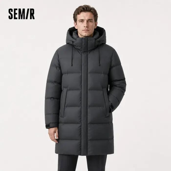 Semir doudoune hommes longue à capuche ample Simple polyvalent 2025 hiver homme vêtements