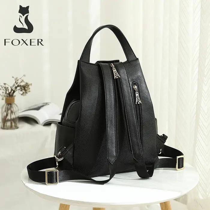 FOXER marque femmes Style sac à dos femme en cuir véritable + microfibre sac à dos fille sac d'école